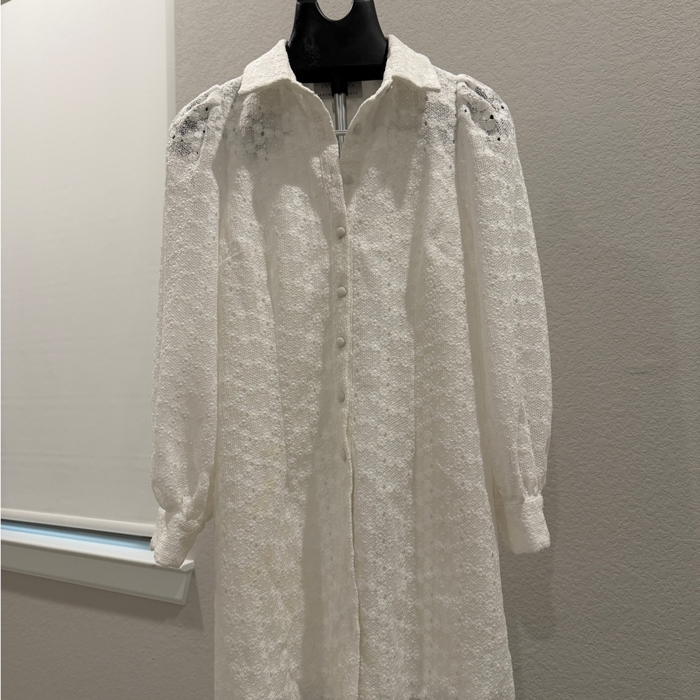 Anthropologie White Textured Dress